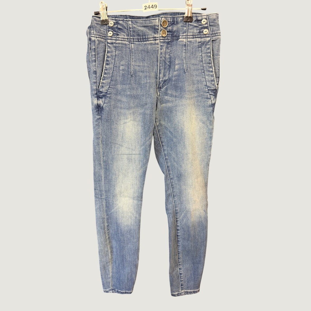 Anthropologie Pilcro Skinny Jeans Womens 26 Blue Sailor High Rise Seam Detail